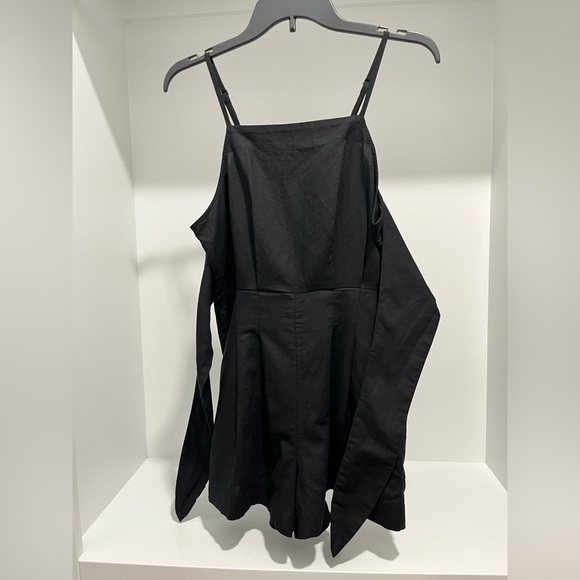 Madewell Tie-Waist Romper Black Pockets Size 2 Linen square neckline NEW NQ635 - Picture 8 of 13